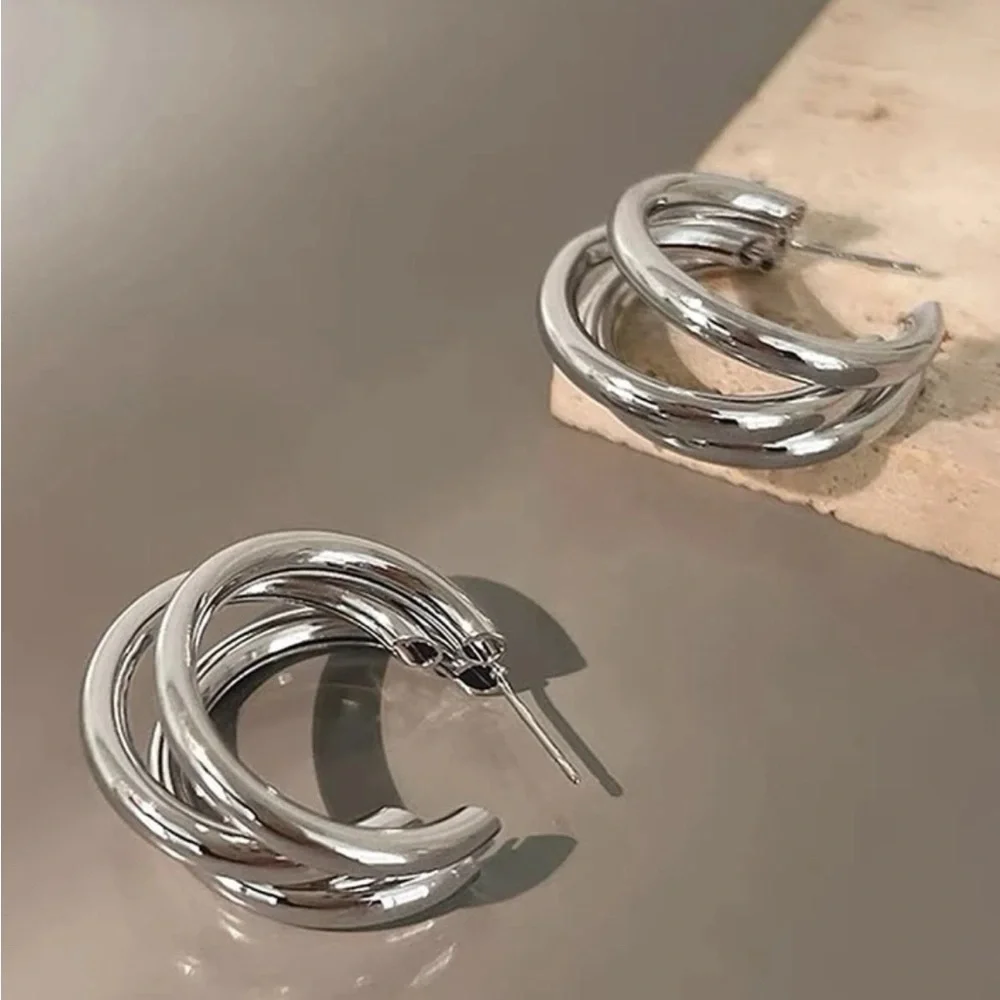 Chunky Gold Hoop Earrings | Bold Statement Hoops (Gold or Silver) - Picture 5 of 15